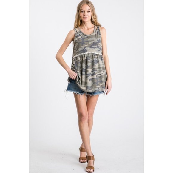 Camo Sleeveless Top - Picture 1 of 6